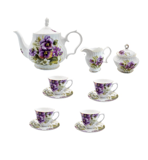 European Violet Tea Set