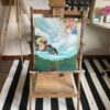 wallpapered clouds easel