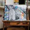 wall papered houses in studio